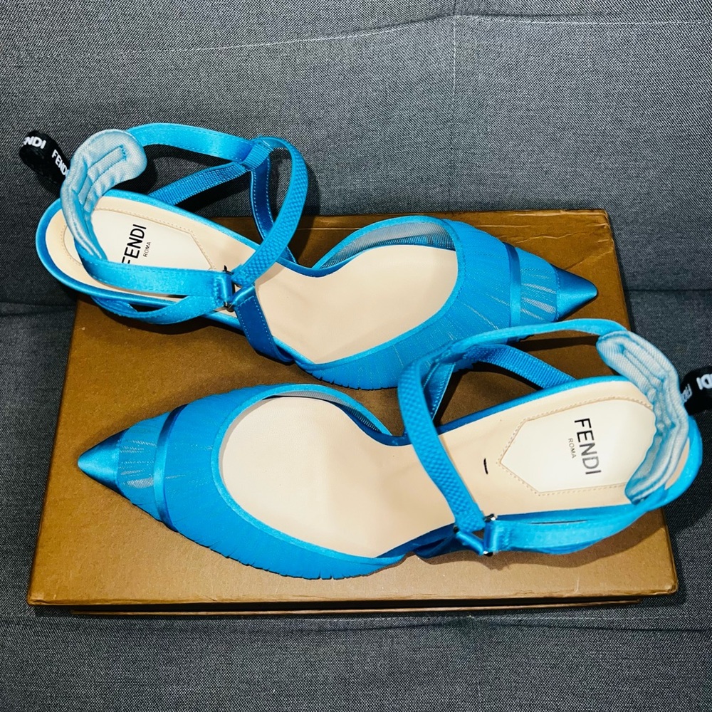 Sold-Fendi Colibri Ruched Slingback Pumps (NWT)! - Picture 13 of 14